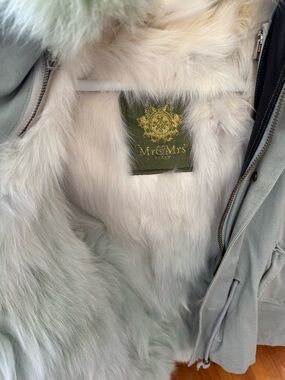 Mr & Mrs Italy Light Green Fur-Lined Puffer Parka